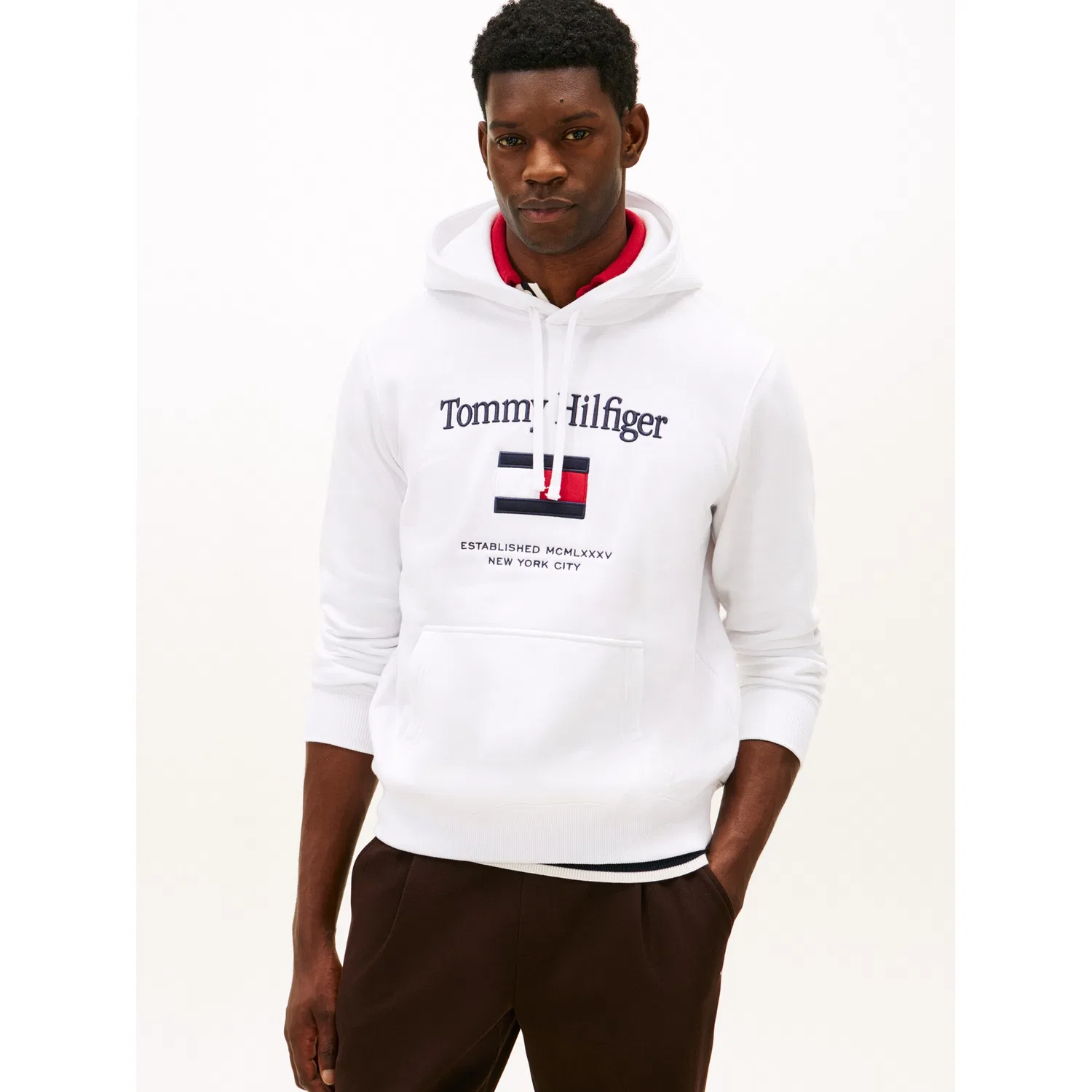 Мужской худи с вышивкой Tommy Hilfiger, White