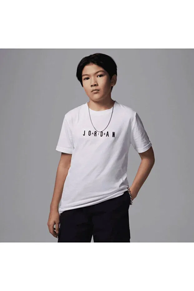 Детская футболка с принтом для девочек Jdb Mj Wordmark Emb Crew Nike, White