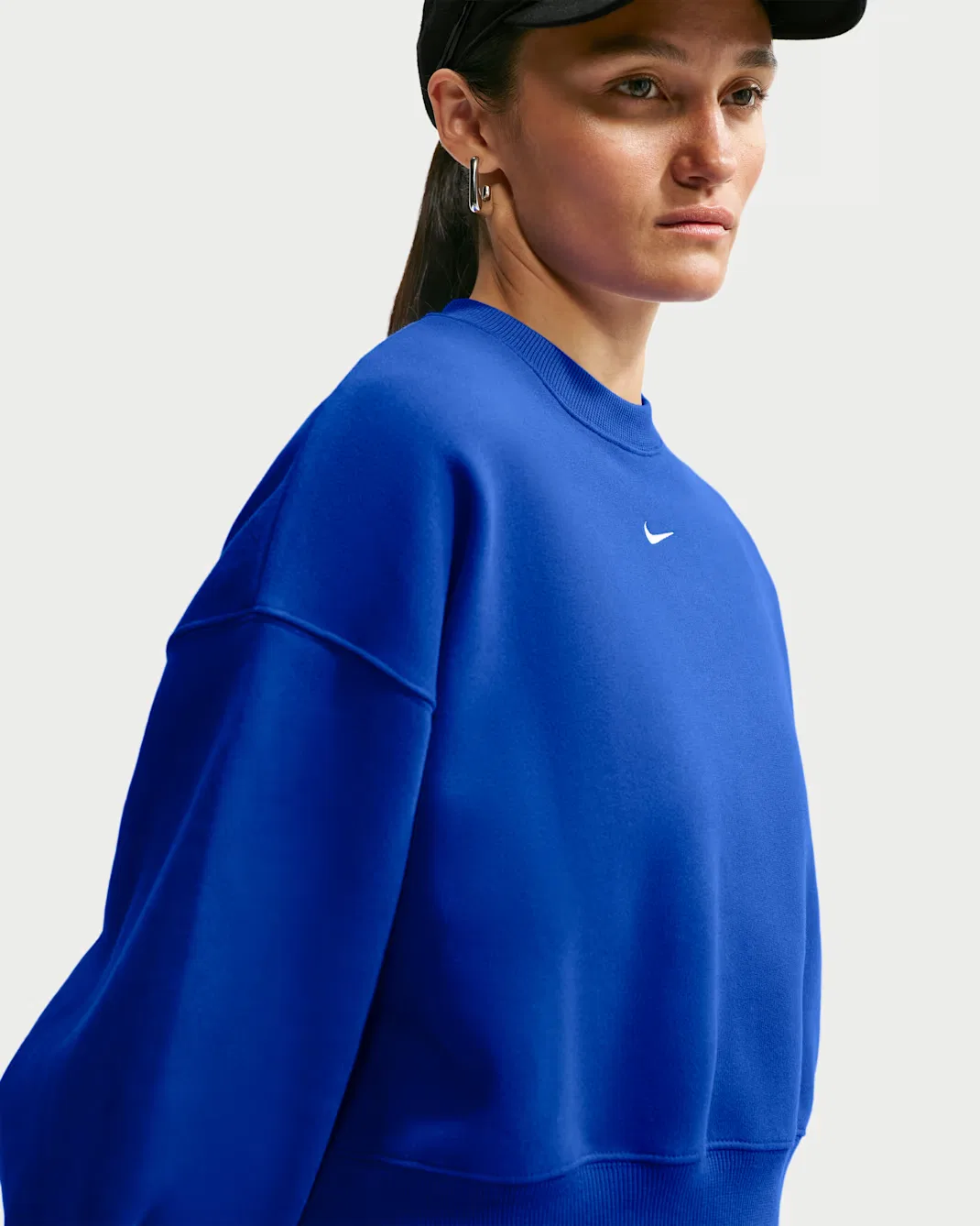 Женская укороченная футболка оверсайз с круглым вырезом Nike Studio Fleece Medium Weight, Old Royal/Sail