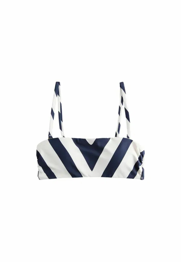 Топ бандо бикини, полосатый, Regular fit, Next, Navy White Chevron, белый/темно-синий