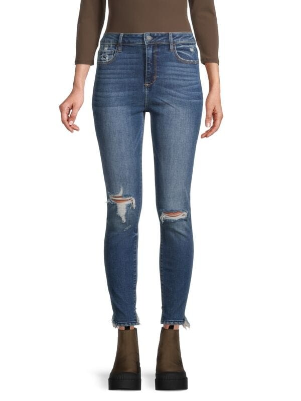 

Джинсы Cкинни до Щиколотки Hidden Jeans с высокой посадкой, темно - синий