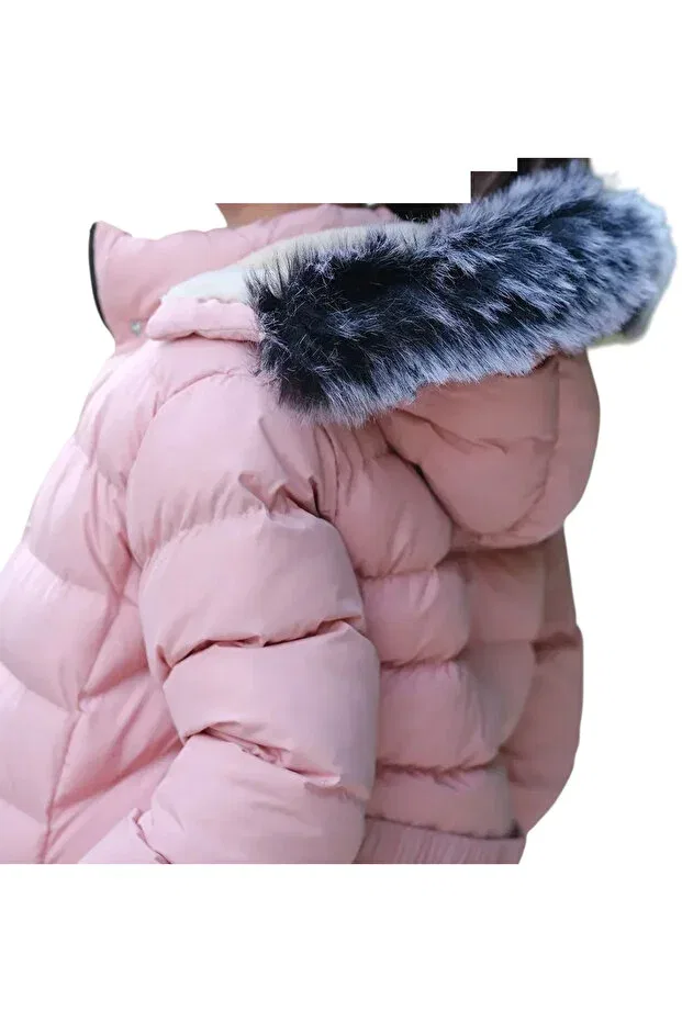 Детское пальто для девочек с капюшоном Irem Çocuk Giyim, Pink — фото 4