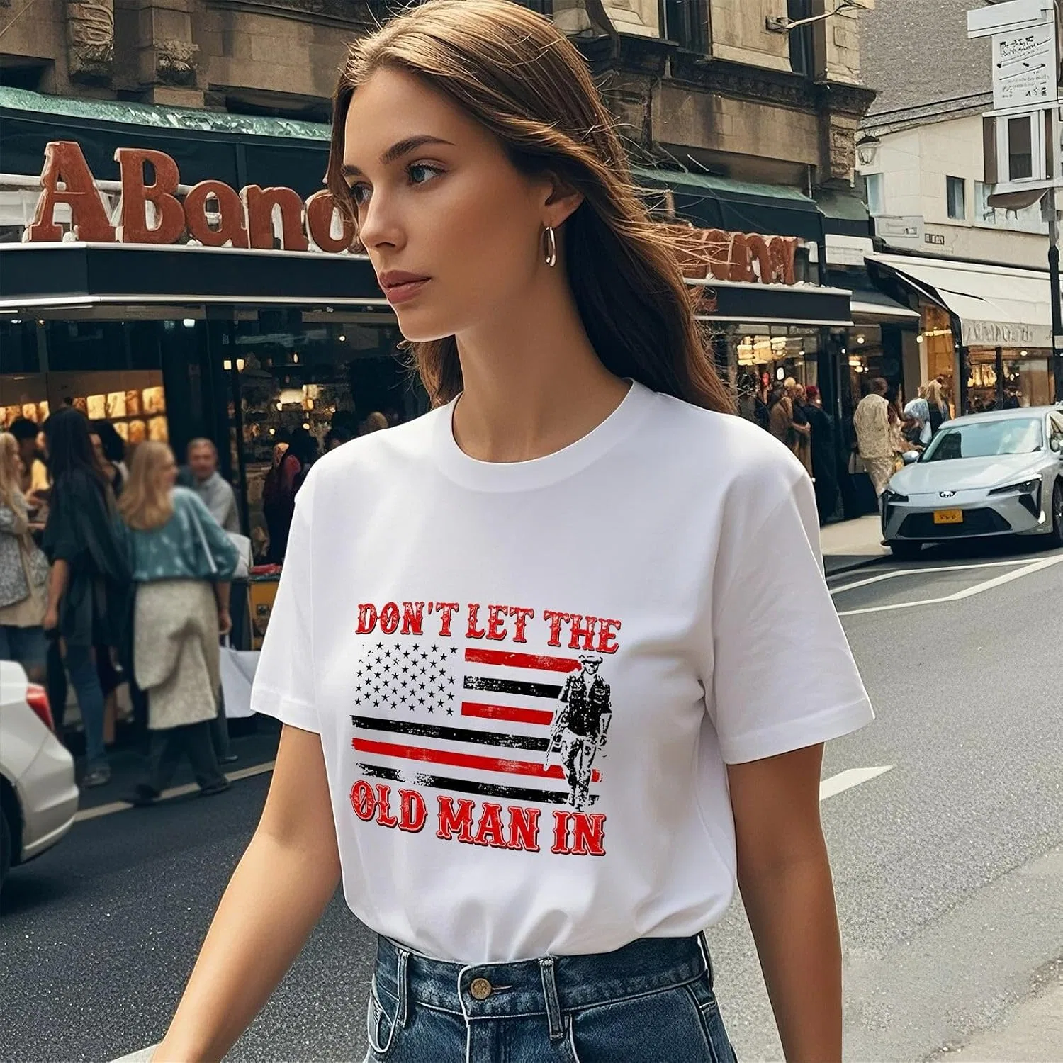 Женская футболка с графическим принтом Shirt-003, White — фото 3