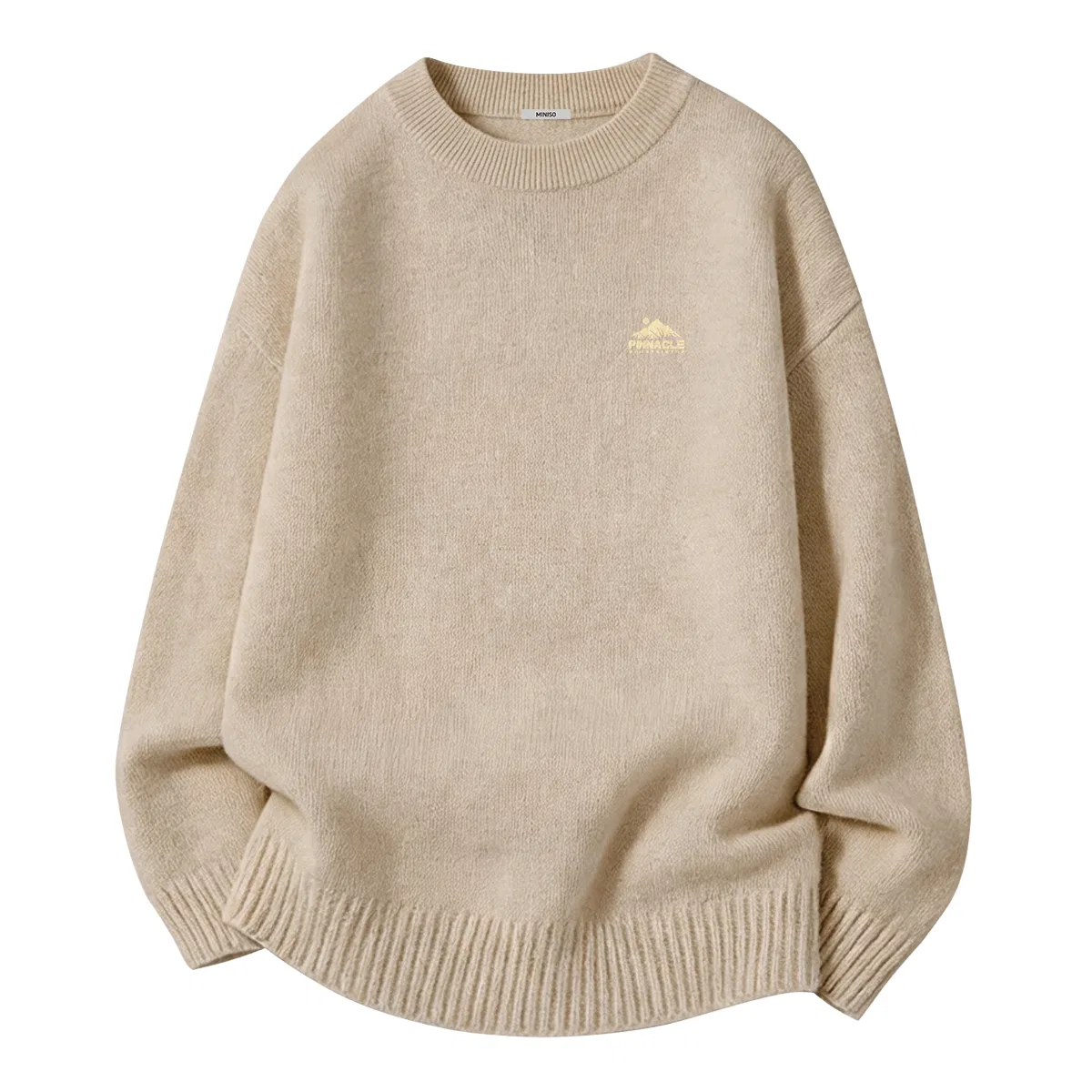 Детский свитер с круглым вырезом MINISO, Khaki Majestic Chest Logo