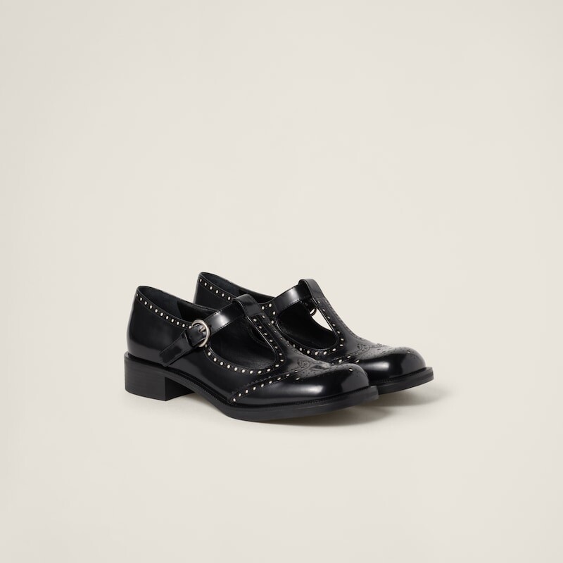 

Туфли Salomé из матовой кожи с кончиками крыльев Miu Miu, черный