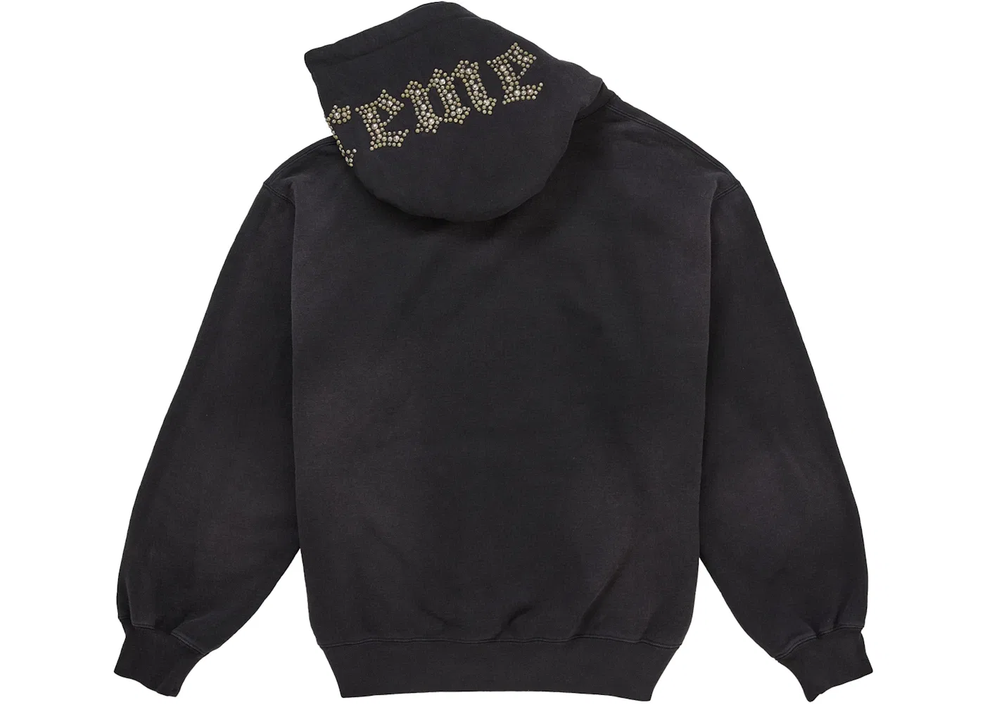Мужская худи с принтом Supreme Overdyed Studded Hooded Sweatshirt, Black — фото 3