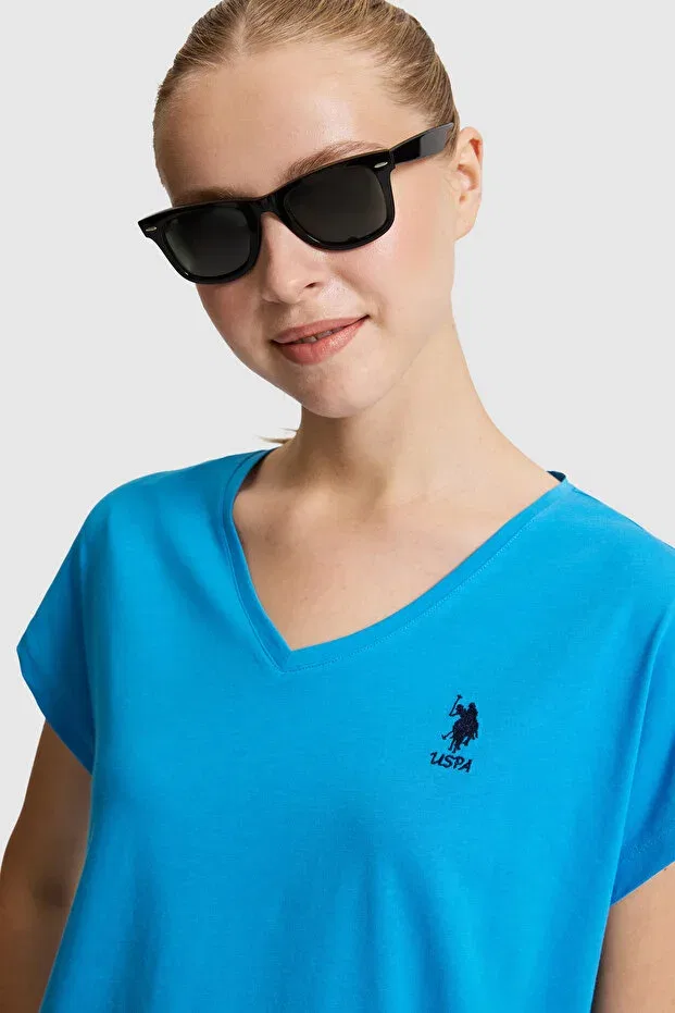 Женская футболка с v-образным вырезом U.S. Polo Assn., Kobalt — фото 2