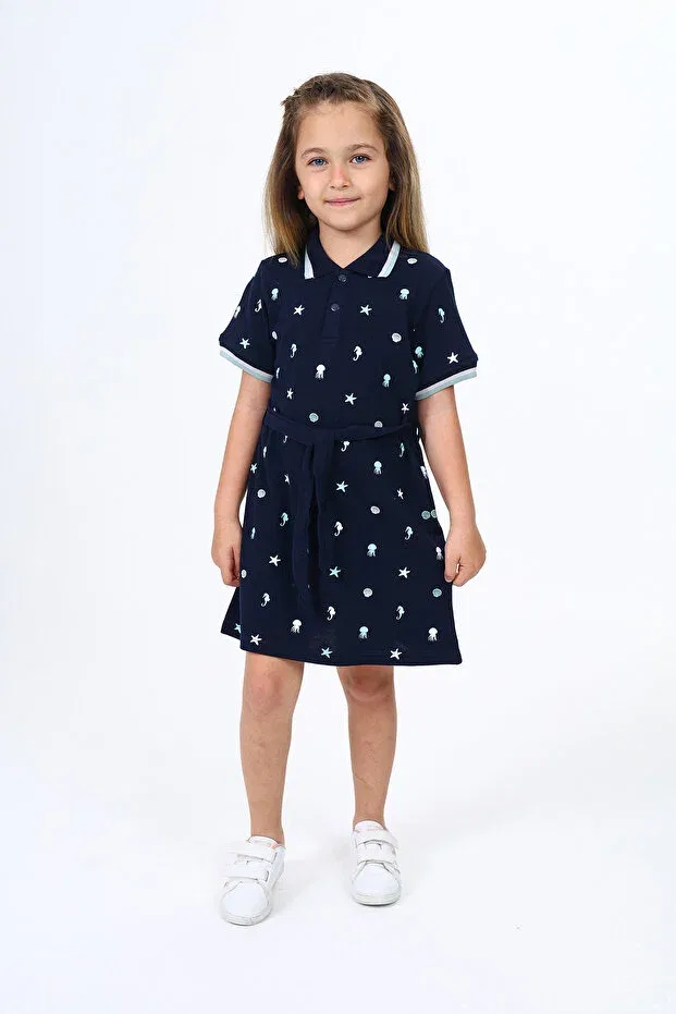 Детское платье для девочек с принтом поло Toontoy, Navy Blue