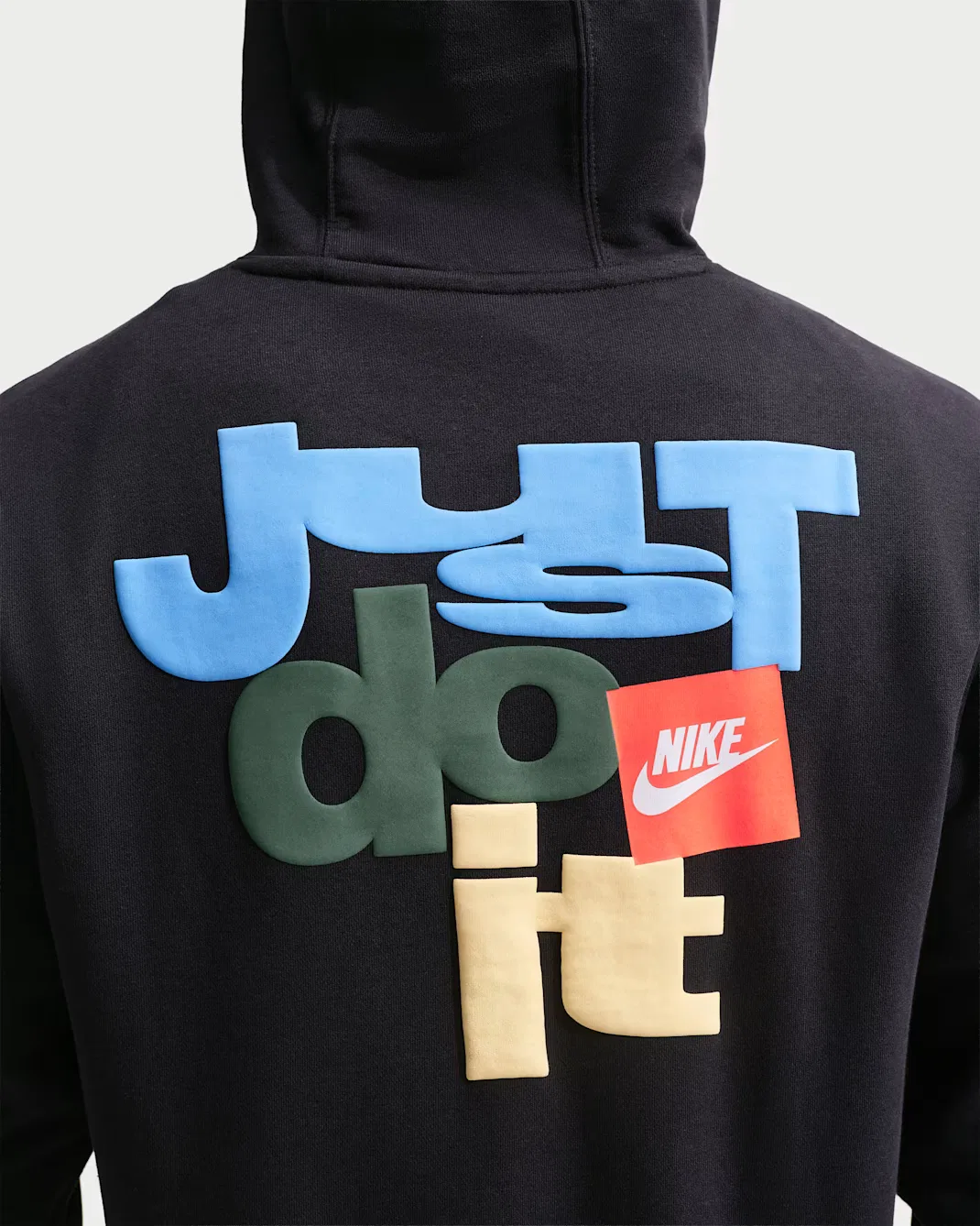 Мужская толстовка с капюшоном из французского махрового трикотажа Nike Club, Black/Black/White — фото 2