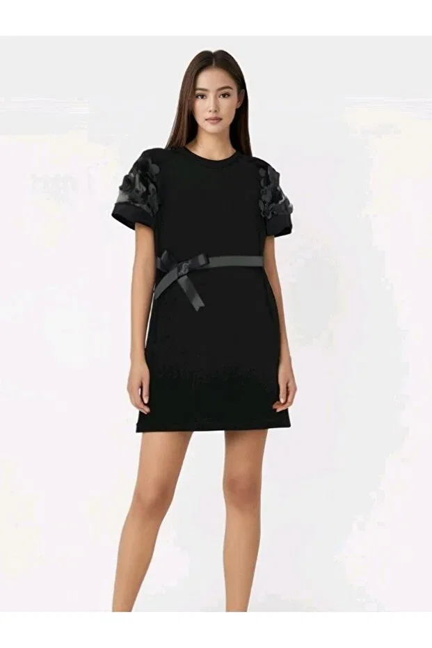 Детское платье для девочек с коротким рукавом Melek Bebeğim, Black Short Sleeve