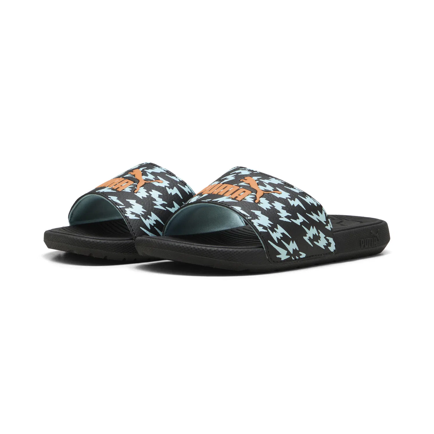 Детские шлепанцы с принтом Cool Cat 2.0 Poised 2 Race Slides Puma, Цвет: Schwarz Mango Blau