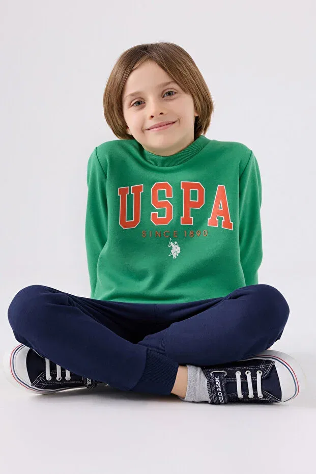 Детский спортивный костюм для мальчиков однотонный U.S. Polo Assn., Green — фото 3