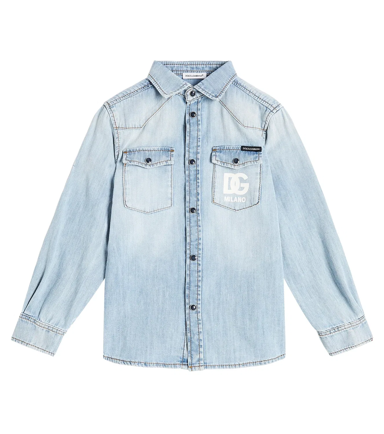 Джинсовая рубашка с длинным рукавом Dolce&Gabbana Kids, синий