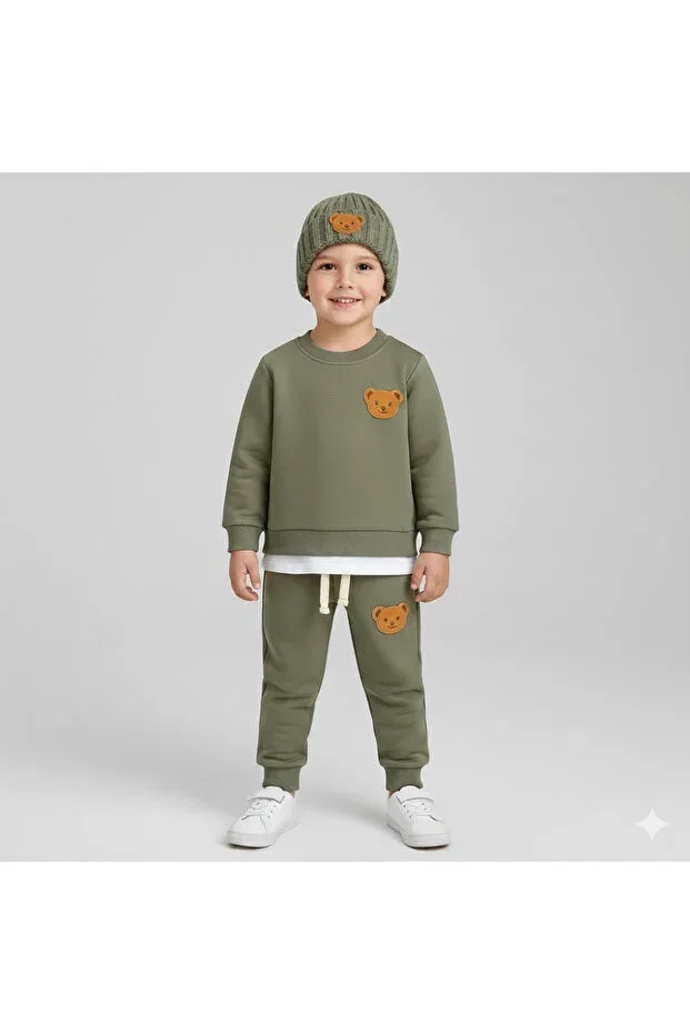Детский комплект спортивного костюма из 3 предметов Teddy Şapkakids, Green — фото 2
