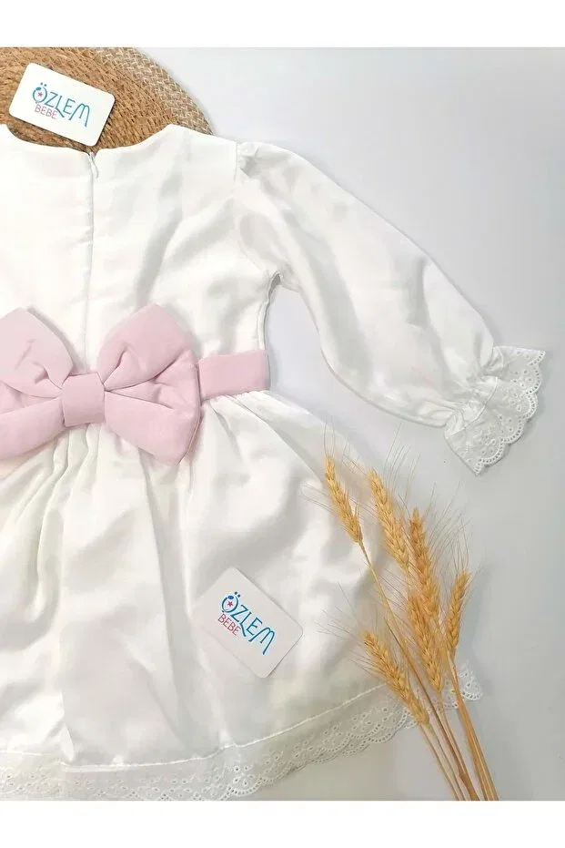 Детское платье для девочек с принтом White Butterfly Dress Özlem Bebe, White — фото 3