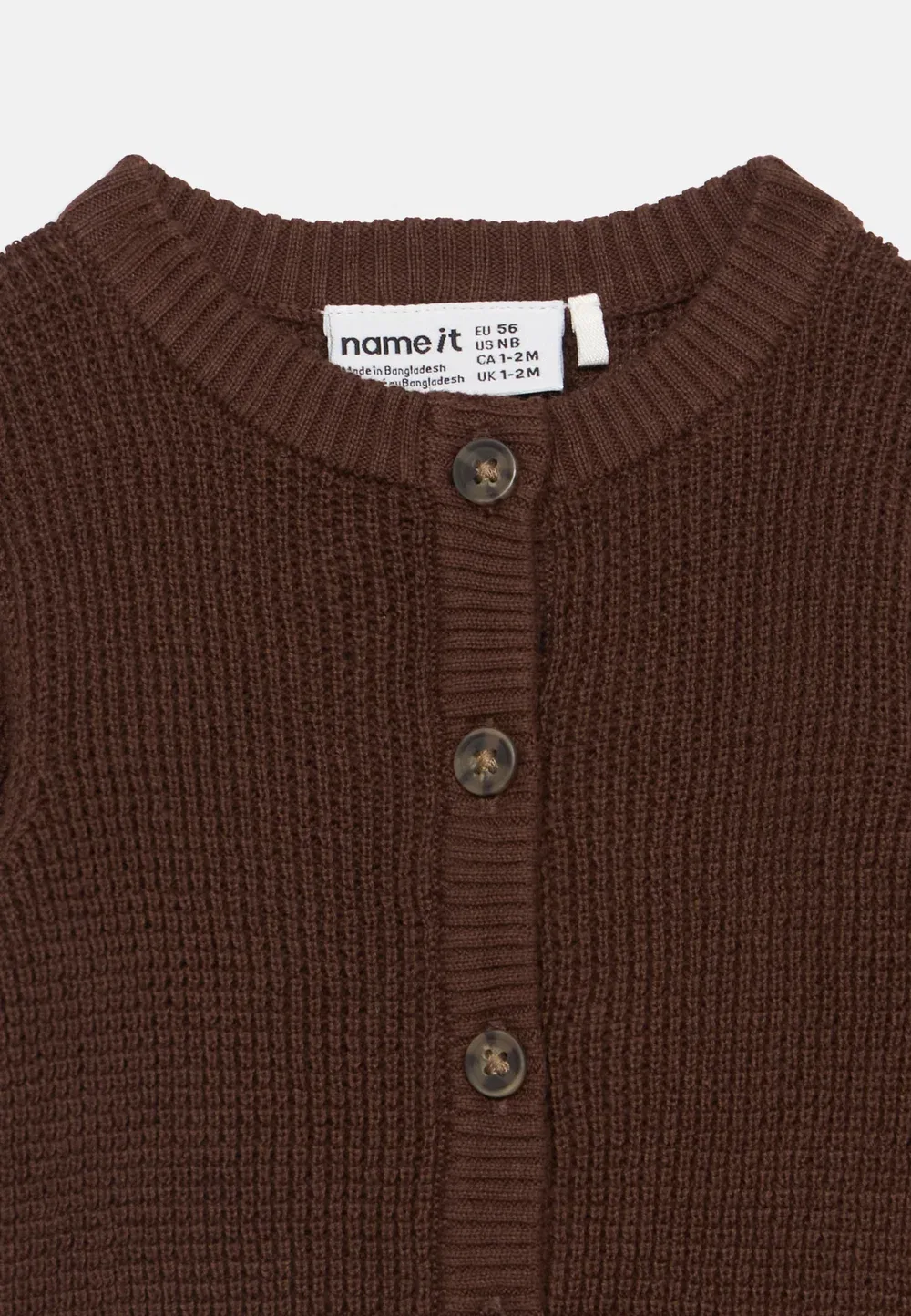 Nbnbubba ls knit card noos unisex - cardigan Name It, French Roast — фото 3