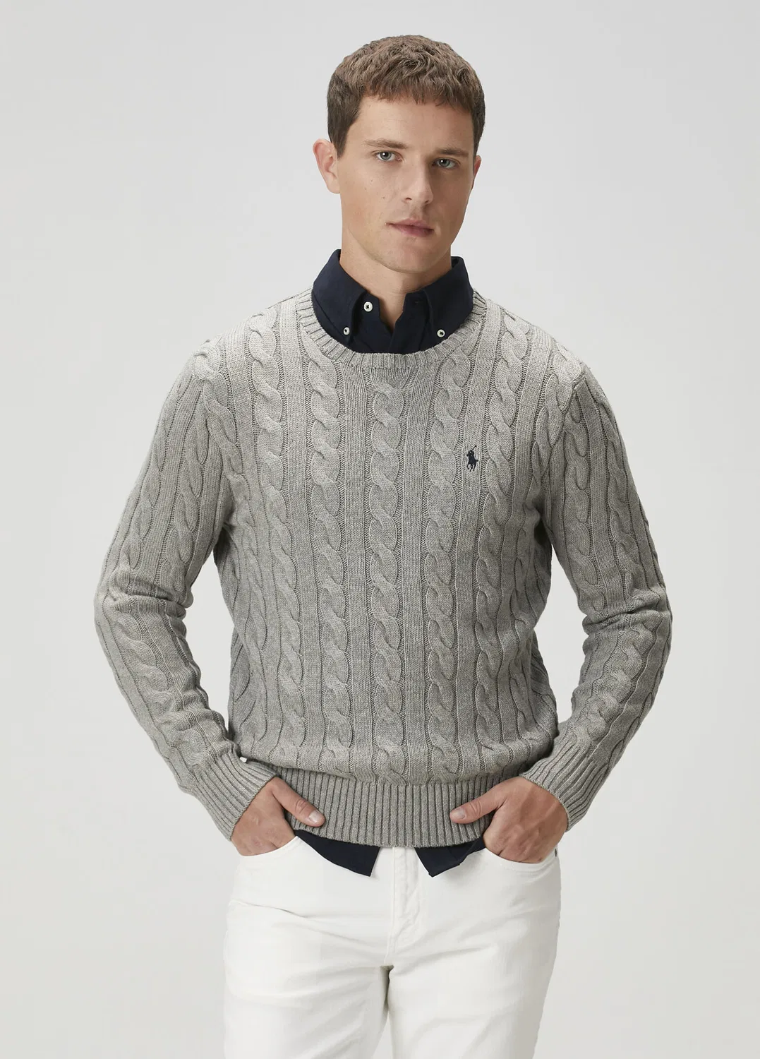 Свитер фактурный вязки Polo Ralph Lauren, серый