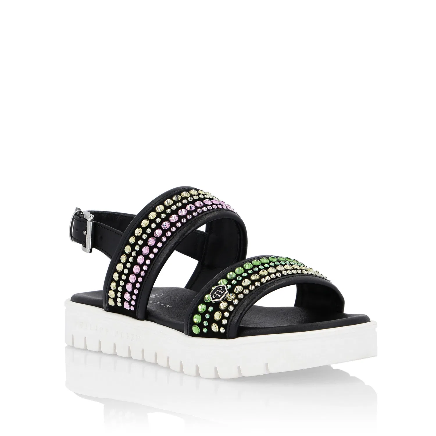 Детские сандалии плоские из натуральной кожи PHILIPP PLEIN, Black