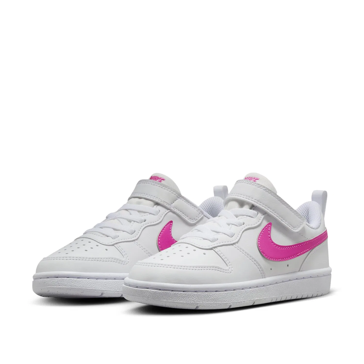 Детские кроссовки для девочек кожаные NIKE Court Borough Low Recraft PS NIKE, White Laser Fuchsia — фото 2