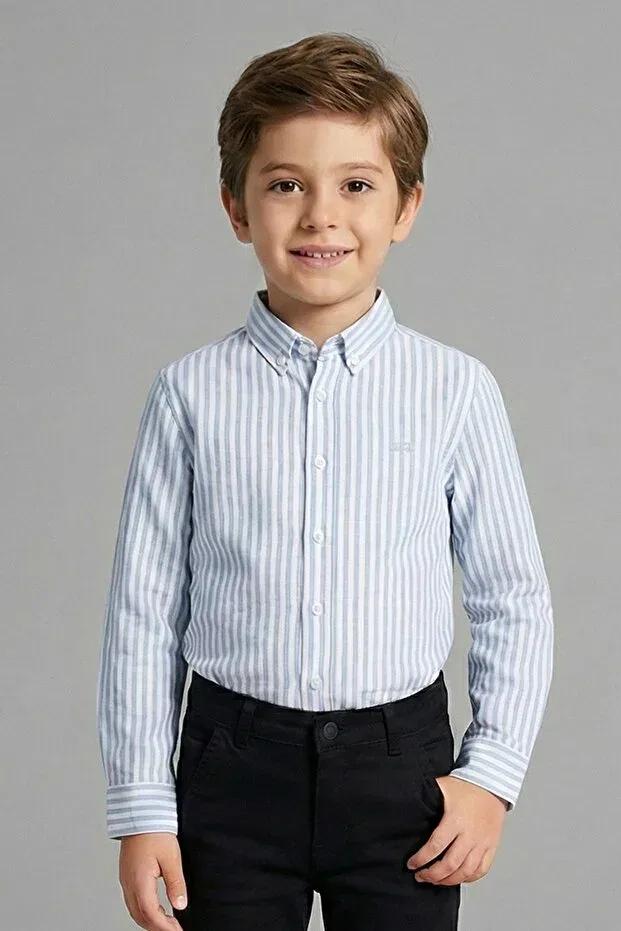 Детская рубашка для мальчиков с длинным рукавом Striped boy's shirt Mutlu Kids, Blue