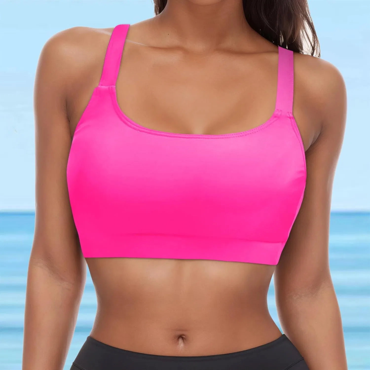 Женский танкини-топ с твист-фронтом Generic, Hot Pink — фото 2