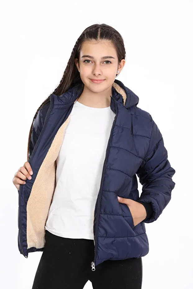Детское пальто для девочек с капюшоном водонепроницаемое Vodens, Navy Blue