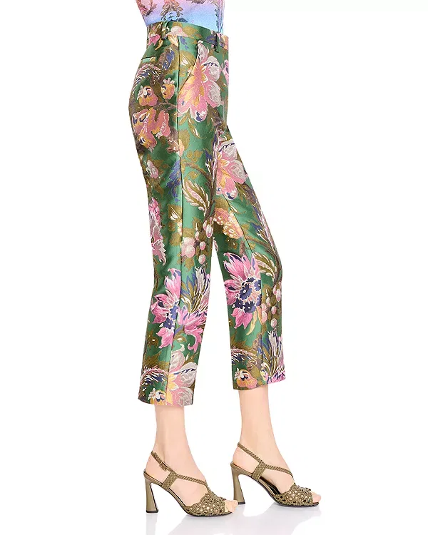 Женские брюки с принтом Bristol Floral Crop Pants Etro, Multicolor/Green — фото 4
