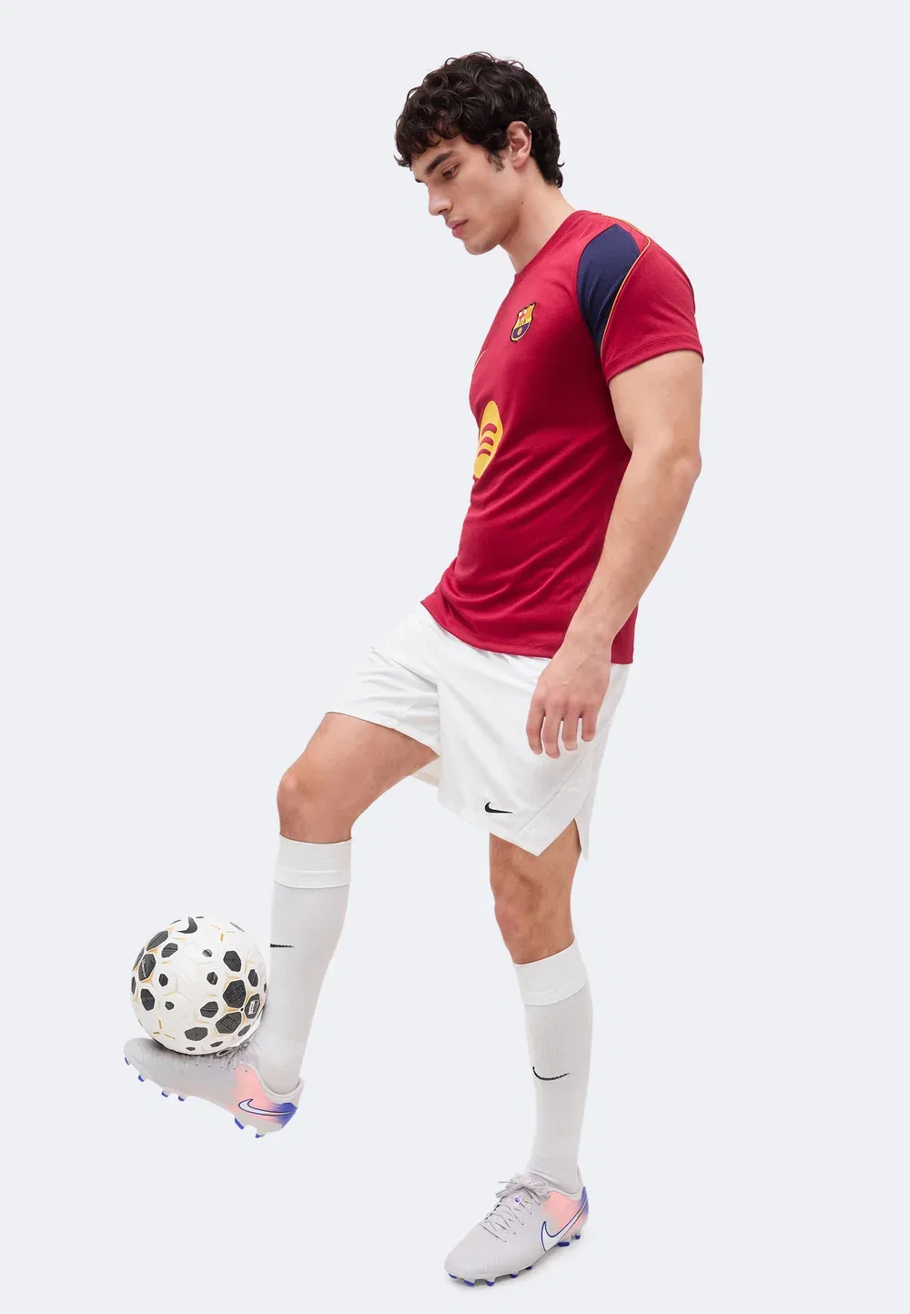 Футболка FCB - спортивная футболка Nike Performance, Noble Red/Blackened Blue/Mineral Yellow — фото 4