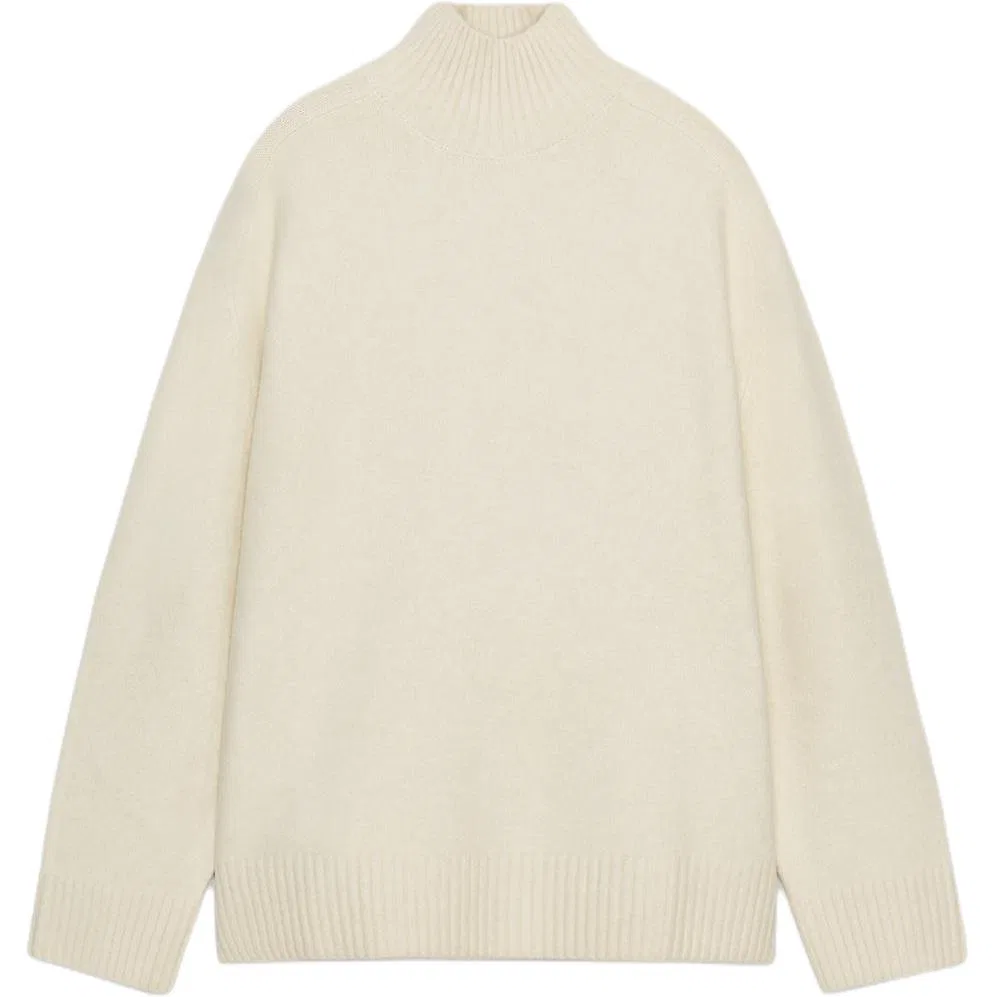 Женский свитер с воротником-стойкой White ZARA, Raw White