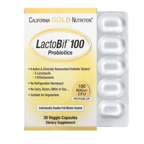 

Пробиотики LactoBif 100 миллиардов КОЕ 30 капсул California Gold Nutrition