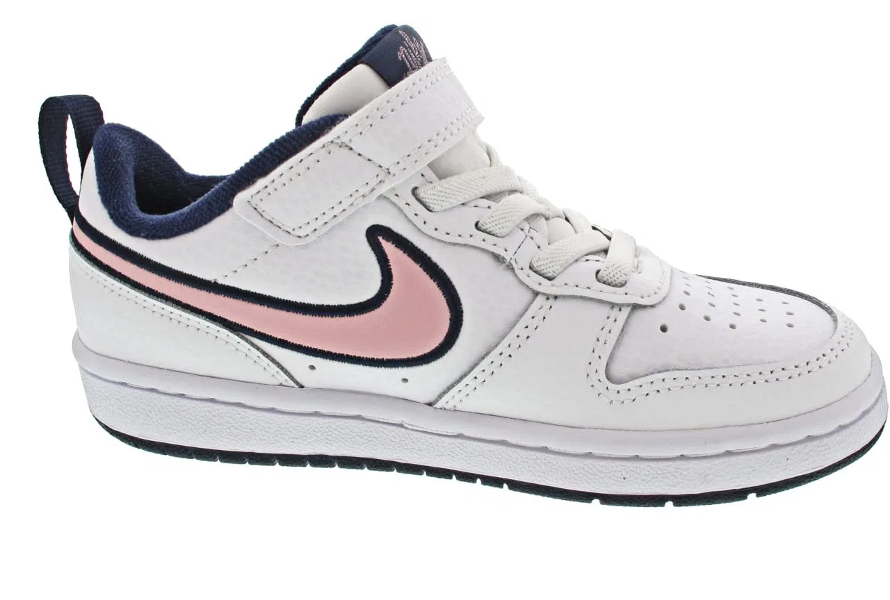 Детские кроссовки для мальчиков кожаные NIKE Court Borough Low 2 Se NIKE, White Pink Blue — фото 3