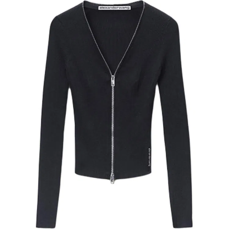 Женское укороченное пальто с V-образным вырезом Alexander Wang, Black