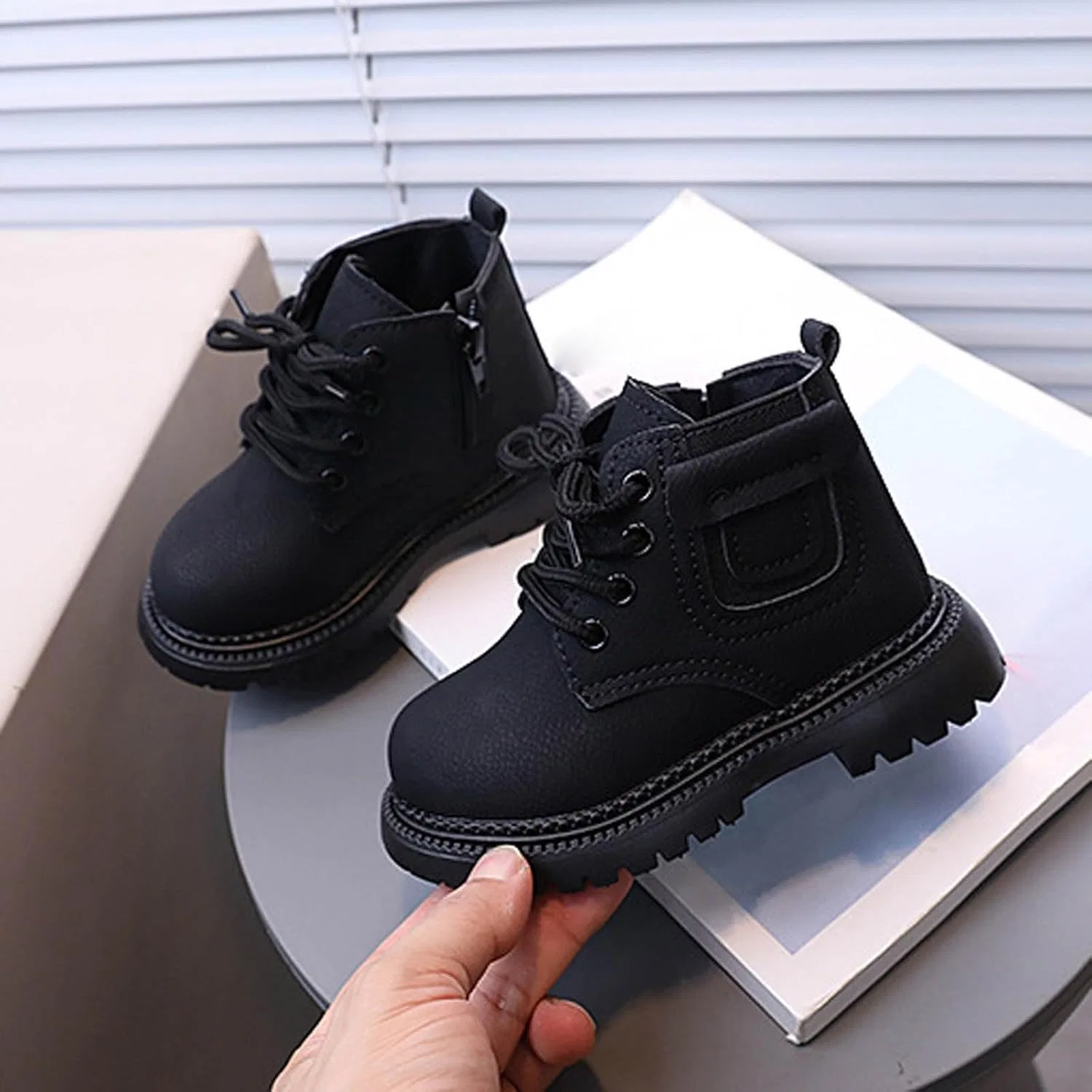 Детские зимние ботинки для девочек с принтом SHOPESSA, Black — фото 2