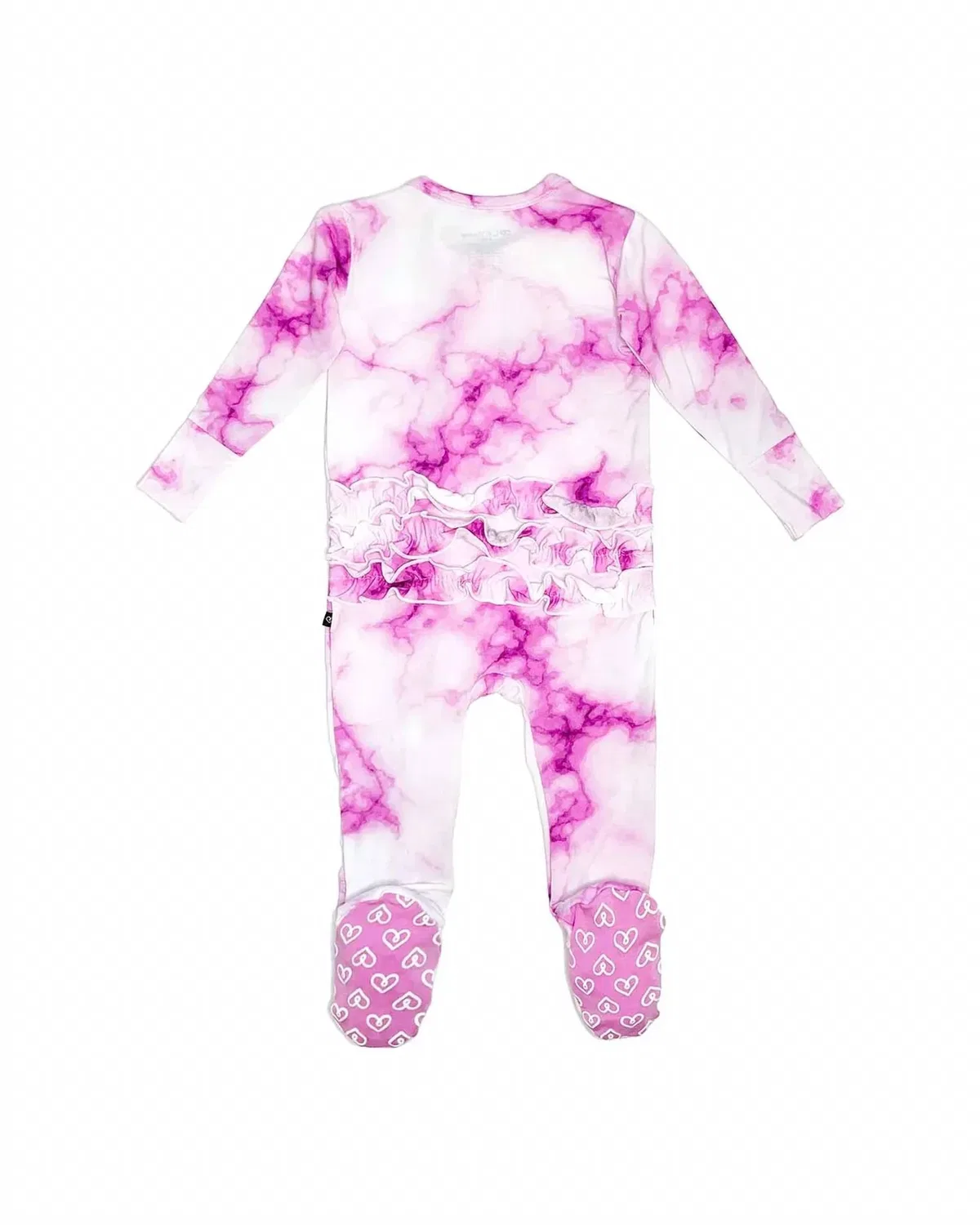 Детский боди-комбинезон с длинным рукавом и принтом тай-дай Madi Tie Dye Zippered Footies Lev Baby, Pink Ice — фото 3
