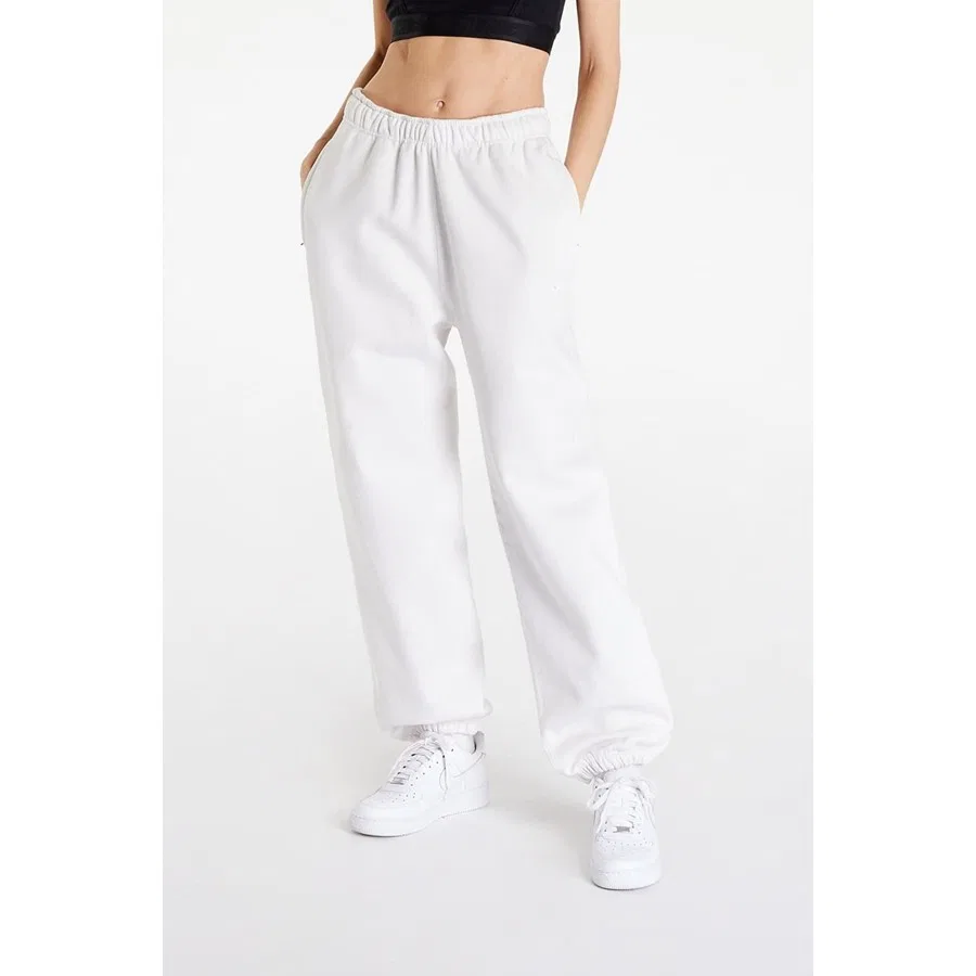 Женские спортивные штаны свободного кроя с высокой посадкой, модель Solo Swoosh Fleece Pant, Nike, Белый