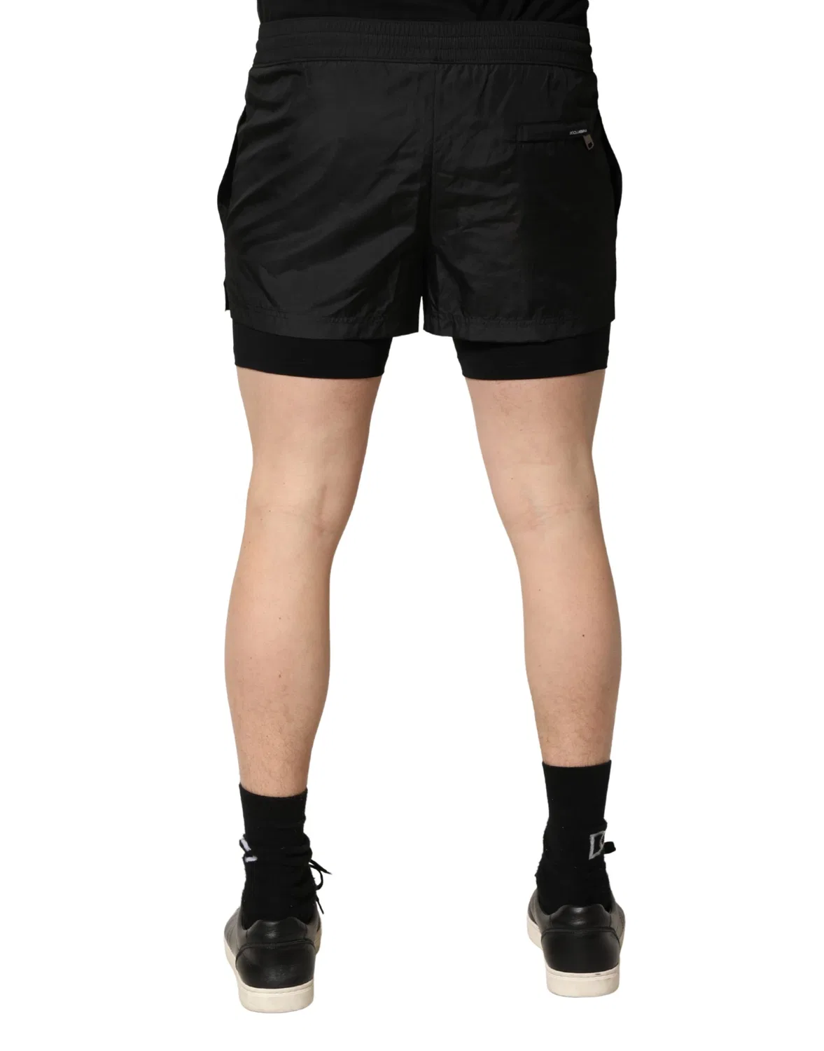Мужские плавки-шорты для плавания с эластичным поясом Swim shorts Dolce & Gabbana, Black — фото 3