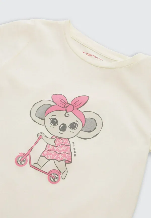 Футболка с принтом Print T-shirt Tom Tailor, Wool White, белый — фото 3
