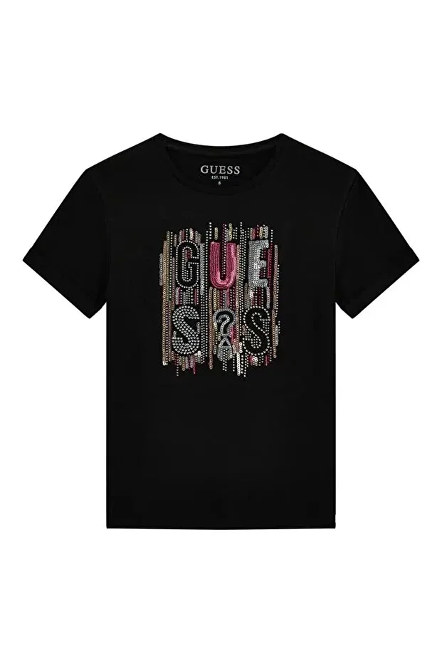 Детская футболка для девочек с принтом Guess, Black