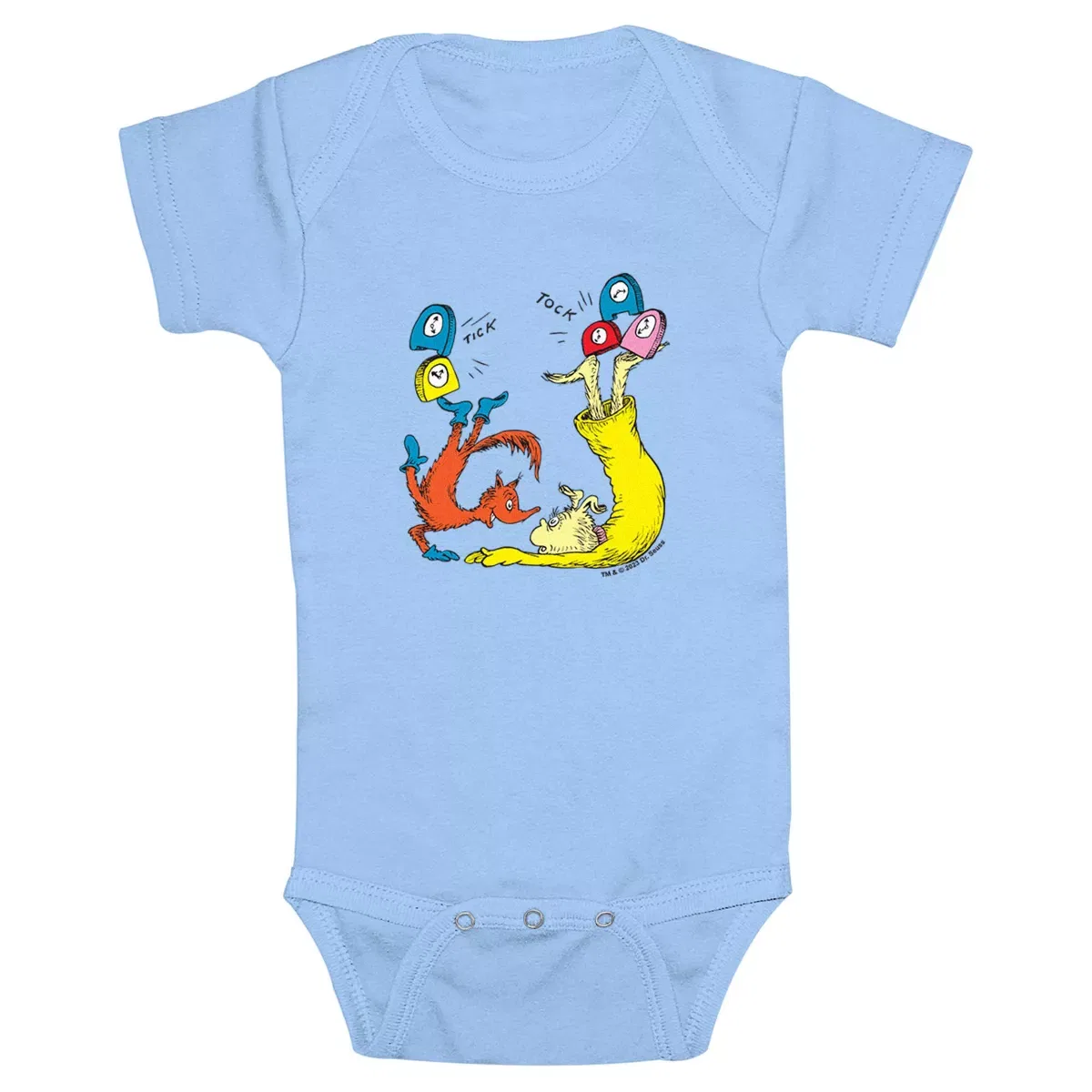 Детское боди для мальчиков с коротким рукавом Tick Tock Fox Dr. Seuss, Light Blue