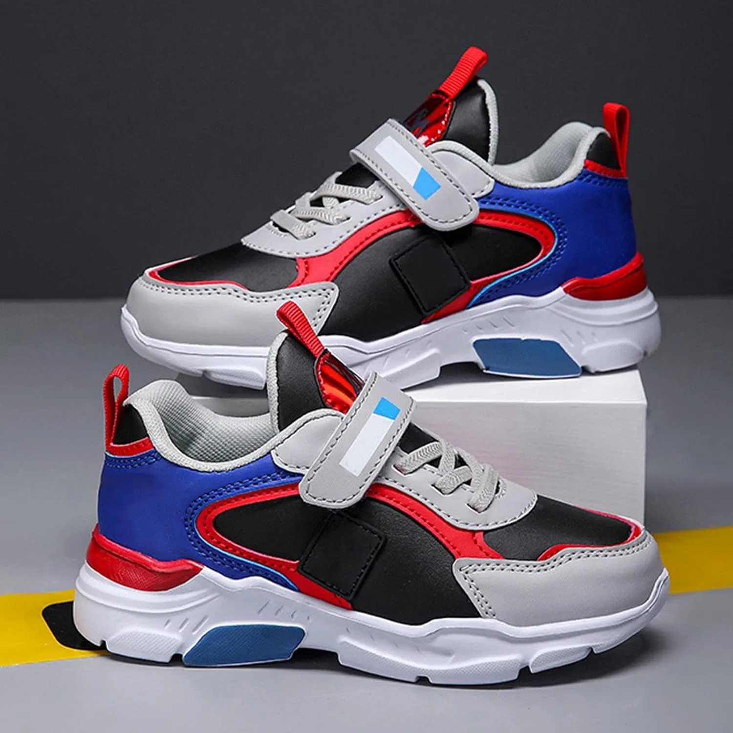 Детские кожаные кроссовки для мальчиков с принтом Basketball Sneakers, Red — фото 3