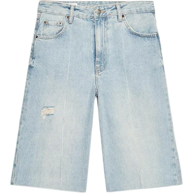 Женские джинсовые шорты с рваным эффектом Blue ZARA, Blue
