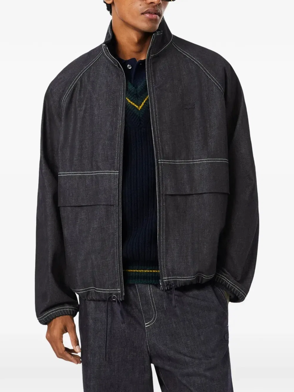 Джинсовая куртка с контрастной строчкой Lacoste, синий — фото 2