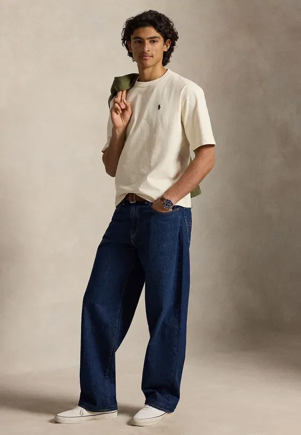 Футболка хлопковая Relaxed fit logo jersey t-shirt Polo Ralph Lauren, кремовый — фото 2