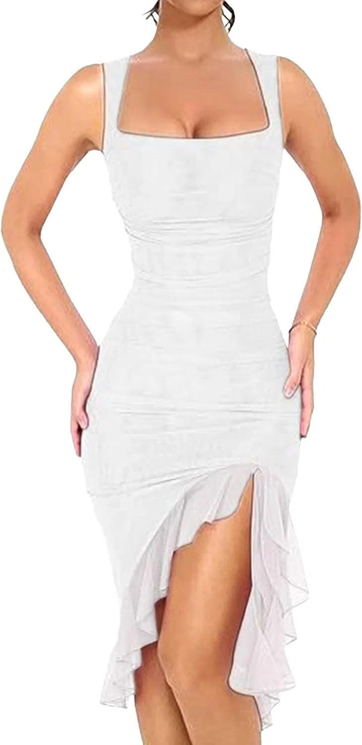 Женское вечернее платье с разрезом Bodycon, White