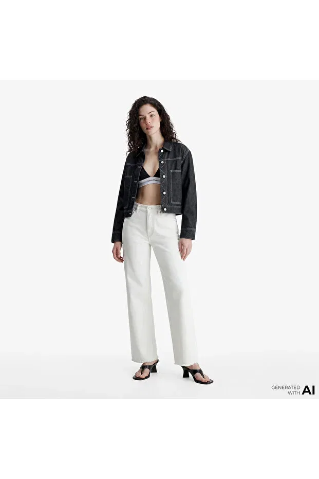Женские джинсы с широкой штаниной Calvin Klein, Asn-White — фото 3