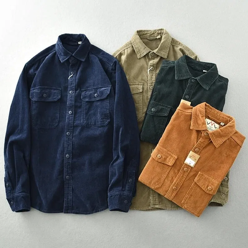 Мужская рубашка из вельвета Heavyweight Retro Corduroy, Dark En8 19 — фото 2