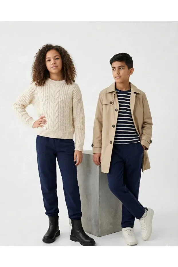 Детские спортивные штаны для девочек хлопковые Basics Kyex, Dark Navy Blue — фото 2