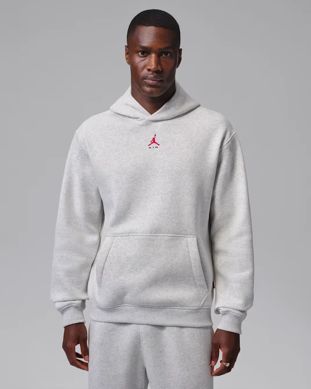 Мужская толстовка с капюшоном Jordan Brooklyn, Neutral Grey/Heather/University Red