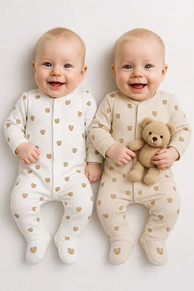 Детский комплект боди-комбинезонов с принтом Teddy Bear Pattern Izyalif Baby, Multicolor