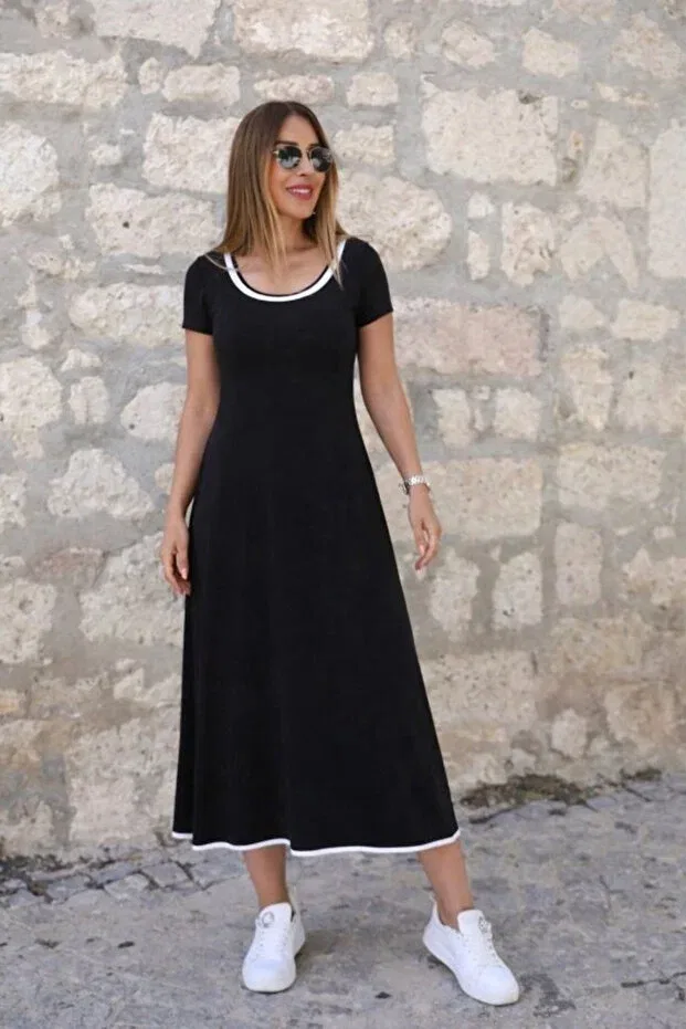 Женское платье с коротким рукавом Pazarcan, Black